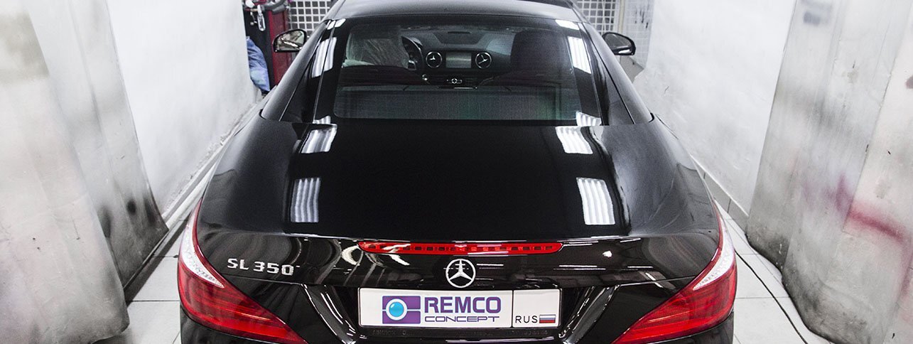 Полировка Mercedes-Benz SL 350, сравнение до и после