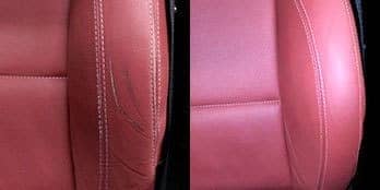 Результат ремонта обивки кожанного сиденья - фото до и после работы